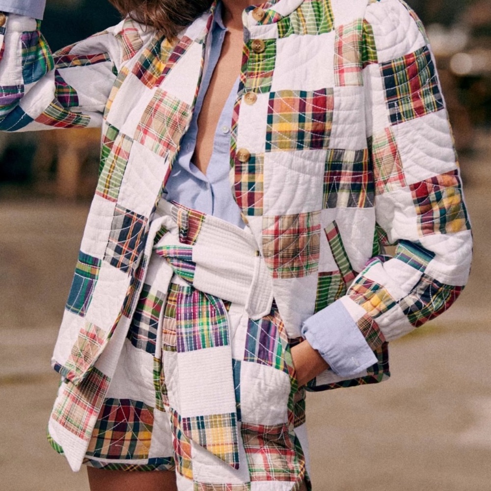 Sezane Multicolor Patchwork High Waist Shorts
